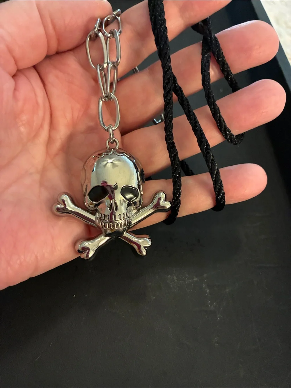 Woman’s Silver Skull & Crossbones Necklace Pendant - Gothic Accessory